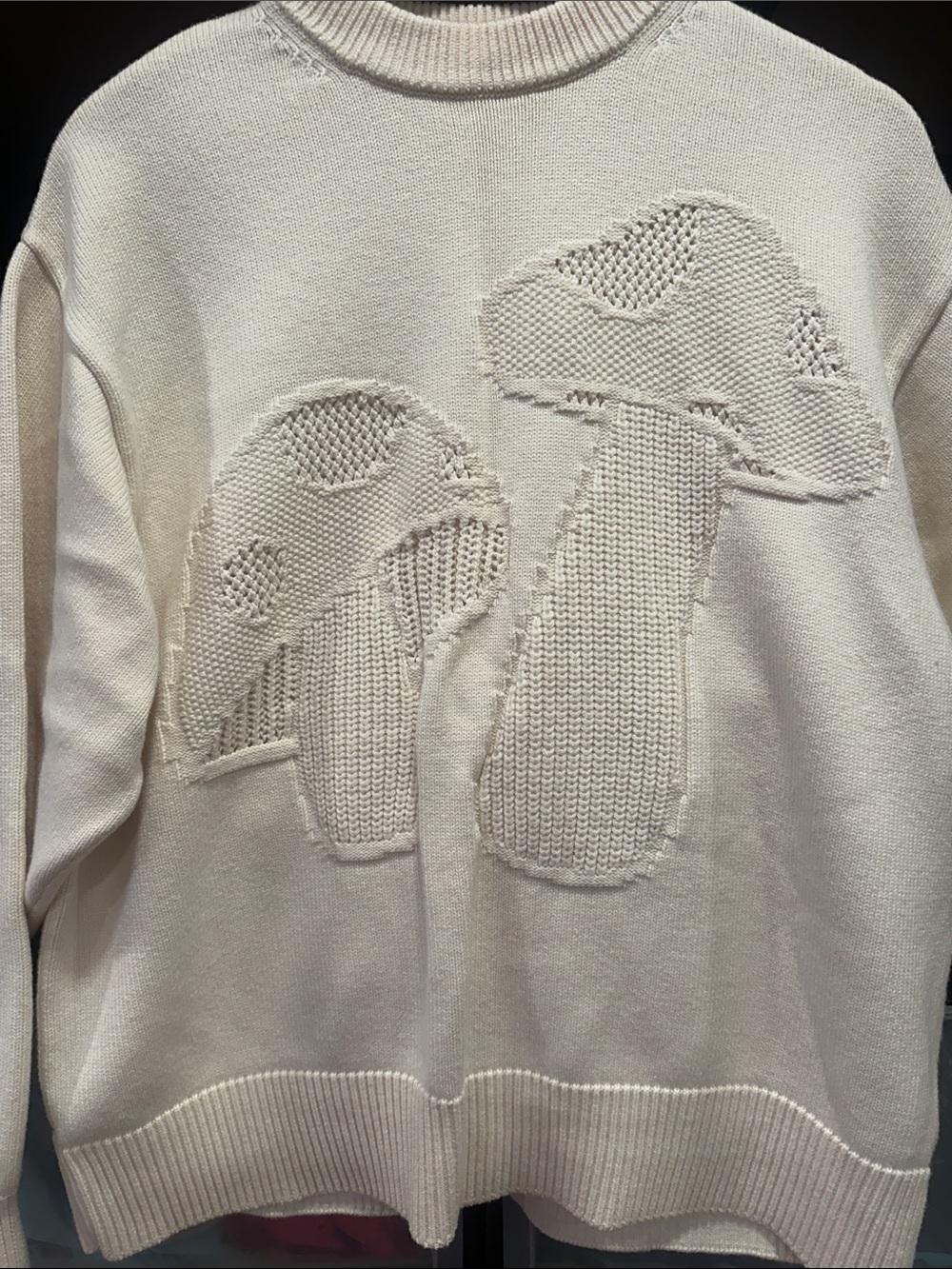 XS shroomTextured Mushroom wool & cotton Crewneck Sweater in Cream minimalist